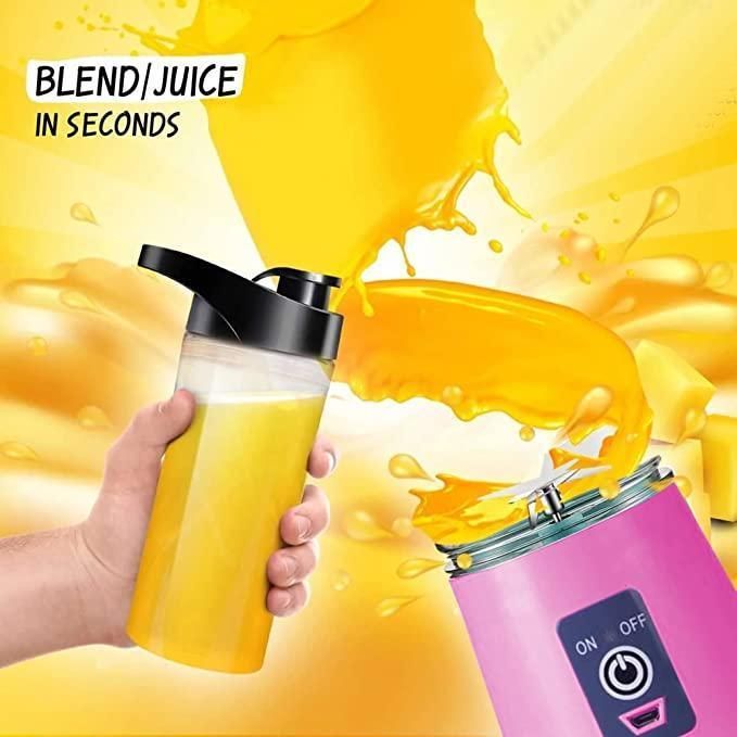 Portable Electric USB Juice Maker Bottle | Blender Grinder Mixer | Rechargeable Bottle with 6 Blades With Magnate