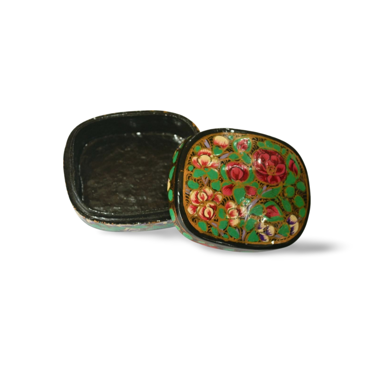 Floral Handcrafted Paper Mache Trinket Box