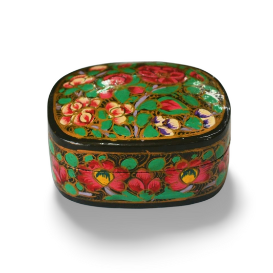 Floral Handcrafted Paper Mache Trinket Box